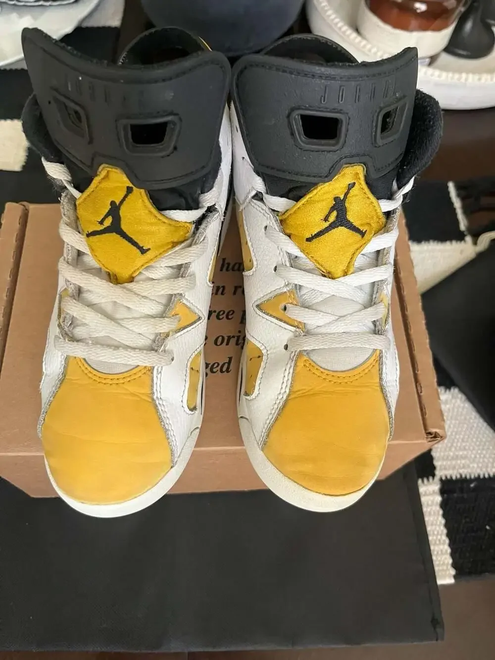 Air Jordan 6 Retro Yellow Ochre Basketball Sneakers size 2y